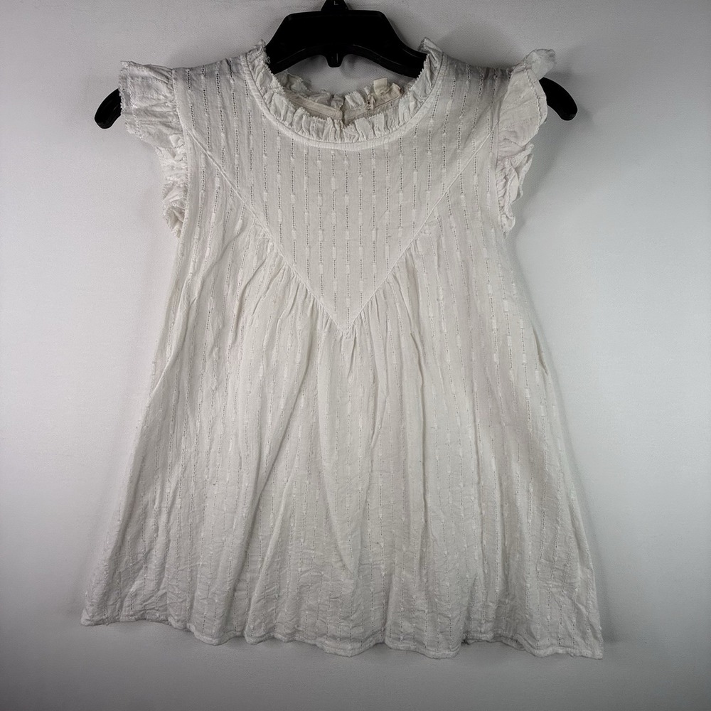Women's Hem And Thread Cotton Top White Medium